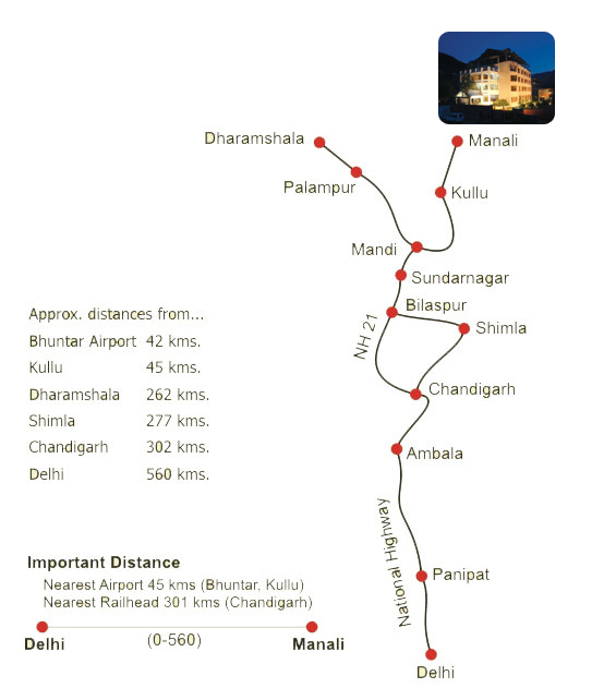 Hotel Sitara International Manali Rout Map